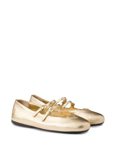 Prada Straped Logo Ballet Flats In Multi