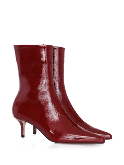 Smiling Shoes 50mm Gloria Point-toe Ankle Boots In Red
