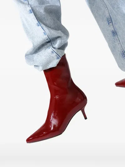 Smiling Shoes 50mm Gloria Point-toe Ankle Boots In Red