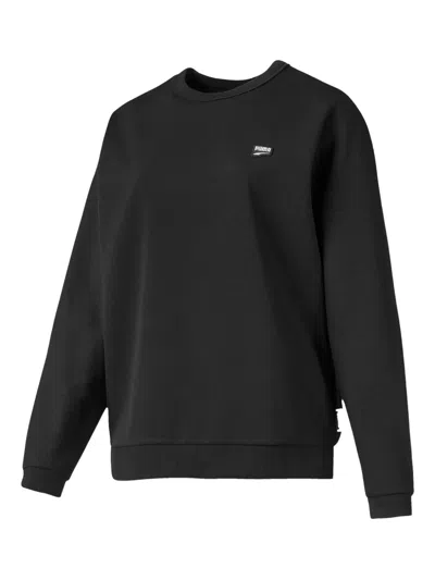 Puma Embossed-logo Crew-neck Sweatshirt In Black