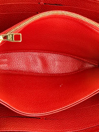 Pre-owned Louis Vuitton Zippy Wallet Monogram Empreinte Leather Small Wallets In Red