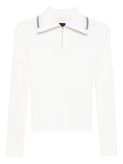 Juunj Knitted Zip Polo In White