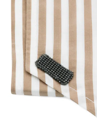 Brunello Cucinelli Striped Scarf In Gray