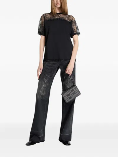 Gaëlle Embellished Denim Jeans In Black