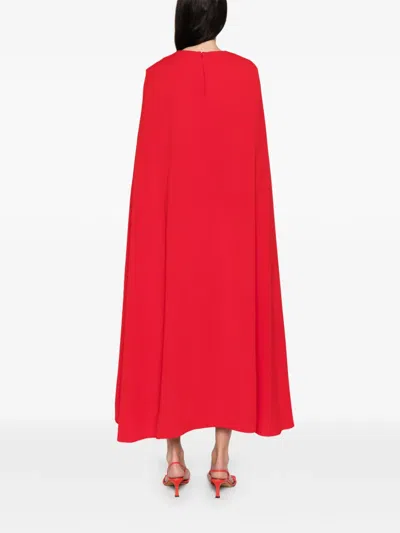 Roland Mouret Belted Cape Maxi Dress In Red