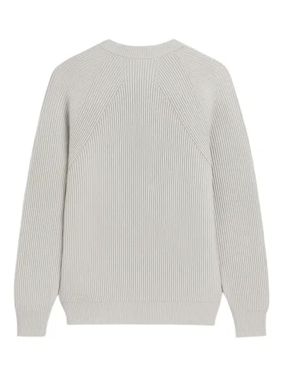 Greyed Ribbed Wool Sweater In Neutral