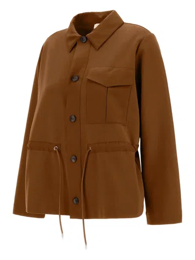 Herno Buttoned Pocket Top In Brown