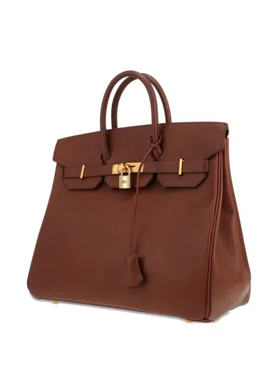 Pre-owned Hermes 1996 Haut À Courroies 32 Tote Bag In Brown