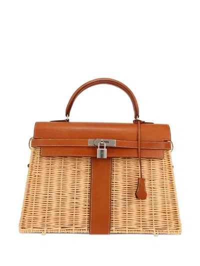 Pre-owned Hermes 2018 Kelly Picnic 35 Tote Bag In Neutral