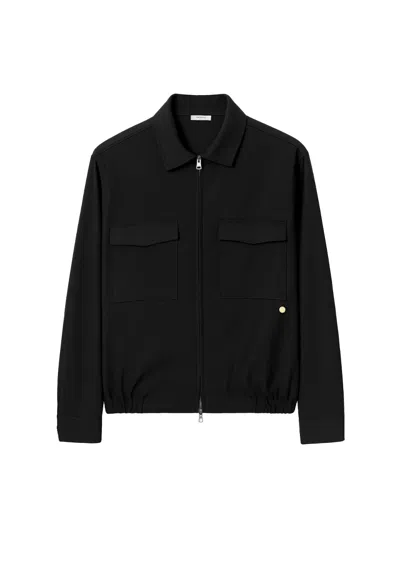 Greyed Flap Pocket Zip Jacket In Black