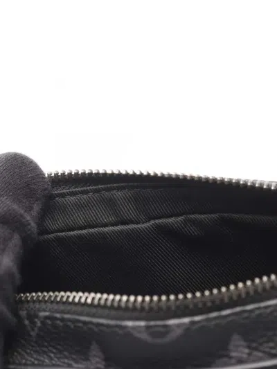 Pre-owned Louis Vuitton 2021-2025 Nano Monogram Eclipse Porte Documents Voyage Satchel In Black