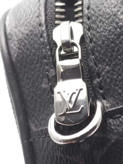 Pre-owned Louis Vuitton 2021-2025 Nano Monogram Eclipse Porte Documents Voyage Satchel In Black
