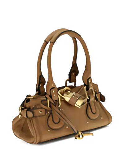 Chloé Grained Leather Padlock Paddington Shoulder Bag In Brown