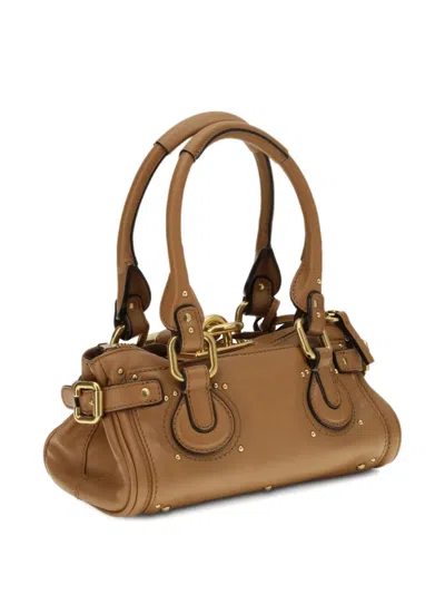 Chloé Grained Leather Padlock Paddington Shoulder Bag In Brown
