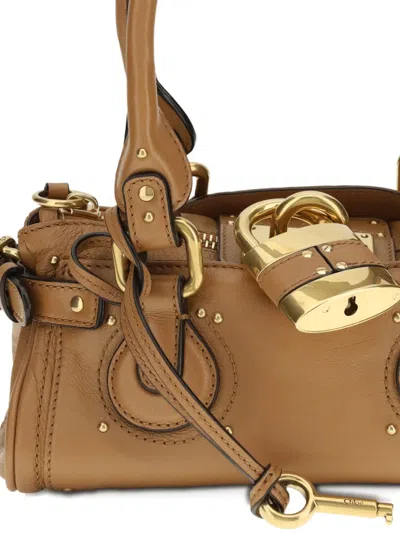 Chloé Grained Leather Padlock Paddington Shoulder Bag In Brown