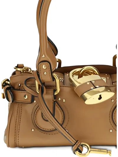 Chloé Grained Leather Padlock Paddington Shoulder Bag In Brown