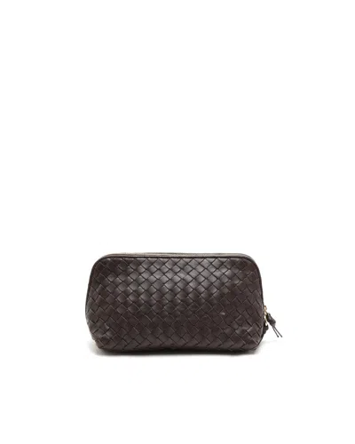 Bottega Veneta Intrecciato Leather Toiletry Pouch In Brown