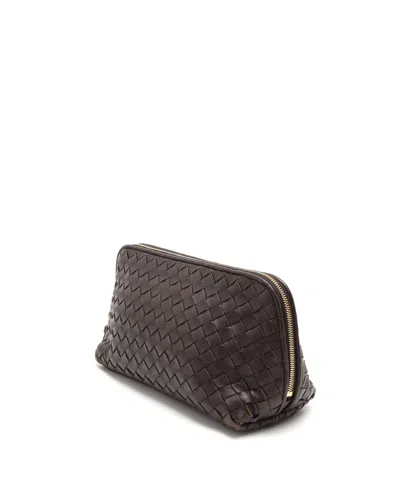 Bottega Veneta Intrecciato Leather Toiletry Pouch In Brown