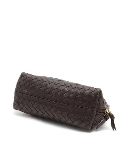 Bottega Veneta Intrecciato Leather Toiletry Pouch In Brown