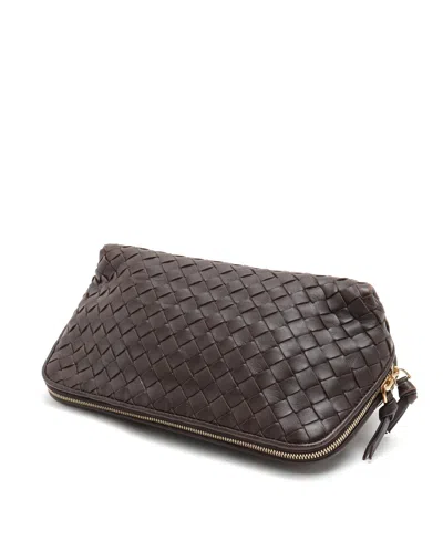Bottega Veneta Intrecciato Leather Toiletry Pouch In Brown
