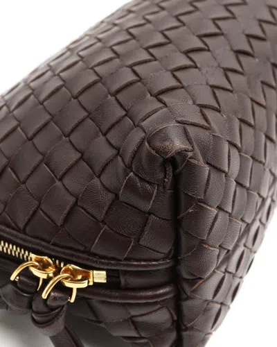 Bottega Veneta Intrecciato Leather Toiletry Pouch In Brown