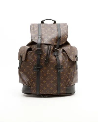 Pre-owned Louis Vuitton Macassar Christopher Mm Backpack In Brown