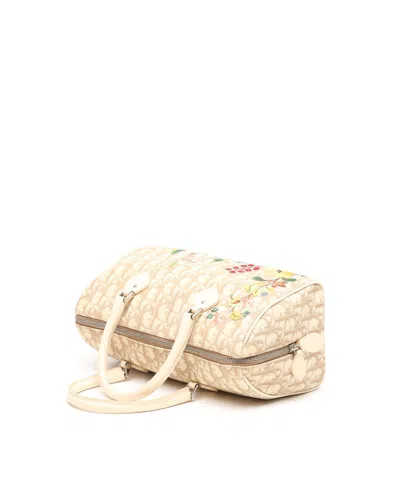 Dior Christian  Issimo Embroidered Flowers Boston Bag In Neutral