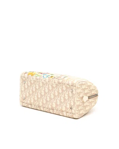 Dior Christian  Issimo Embroidered Flowers Boston Bag In Neutral