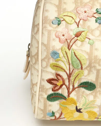 Dior Christian  Issimo Embroidered Flowers Boston Bag In Neutral