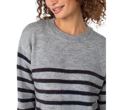 Liverpool Los Angeles Petite Long Sleeve Crew Neck Sweater In Gray