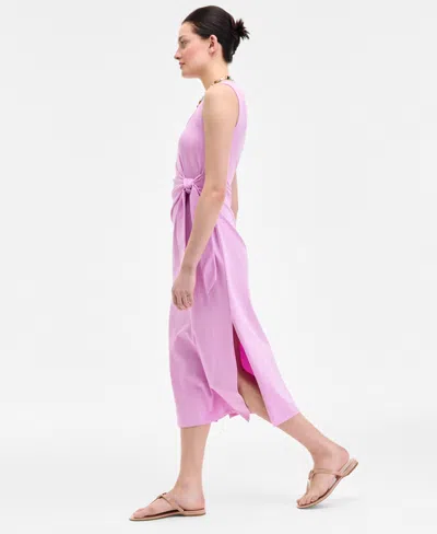 On 34th Women's Side-tie Tank Midi Dress, Exclusively At Macy's In Pink