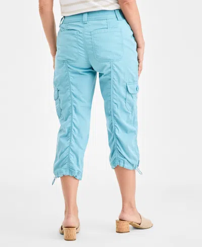 Style & Co Petite Mid-rise Cargo Capri Pants, Exclusively At Macy's In Blue