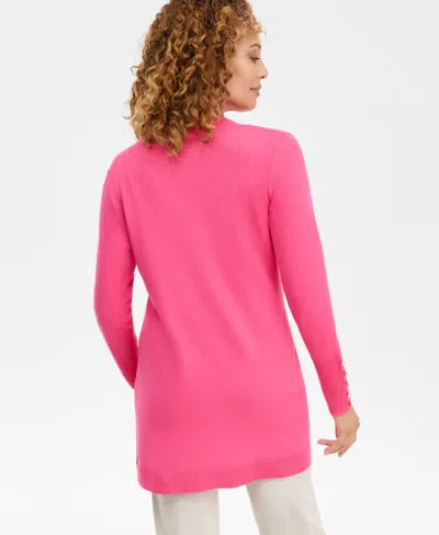 Jm Collection Women's Button-sleeve Flyaway Cardigan Sweater In Pink
