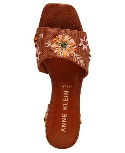 Anne Klein Women's Dolls Embroidered Raffia Block Heel Sandals In Multi