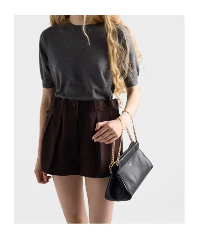 Prada Chevron Pleated Shorts In Brown