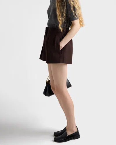 Prada Chevron Pleated Shorts In Brown