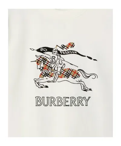 Burberry Equestrian Knight Design Cotton T-shirt In White