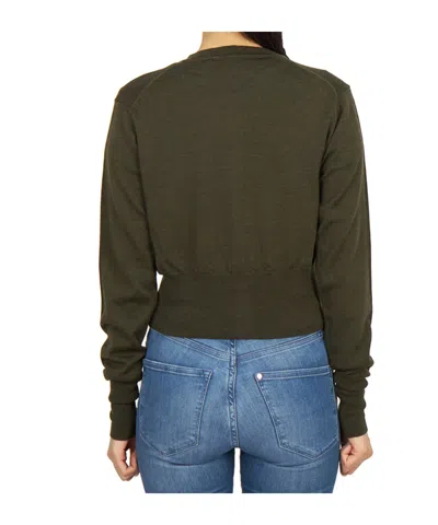 Vivienne Westwood Bea Cropped Cardigan Long Sleeve Crew Neck In Green