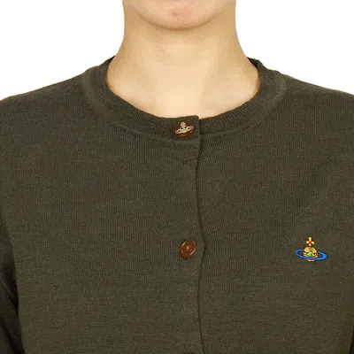 Vivienne Westwood Bea Cropped Cardigan Long Sleeve Crew Neck In Green