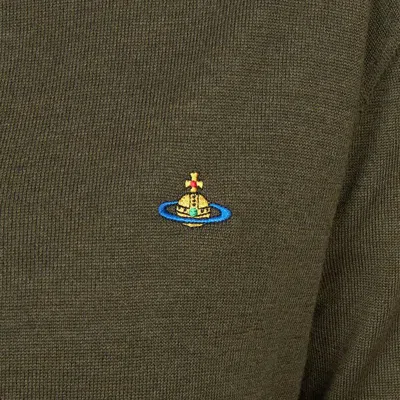 Vivienne Westwood Bea Cropped Cardigan Long Sleeve Crew Neck In Green