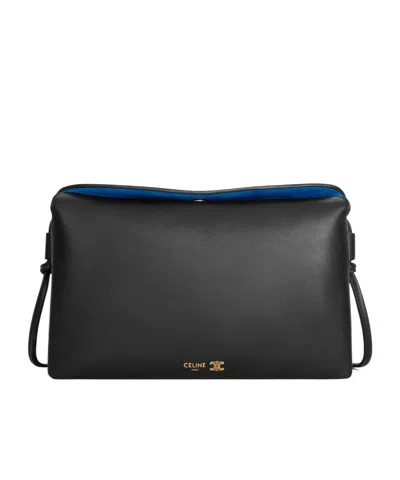 Celine Trio Flap In Smooth Lambskin In Black