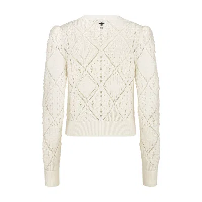 Dior White Perforated Cotton Knit Sweater In White