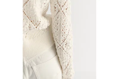 Dior White Perforated Cotton Knit Sweater In White