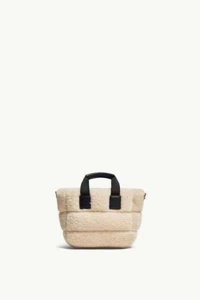 Moncler Micro Caradoc Teddy Tote Bag In Neutral