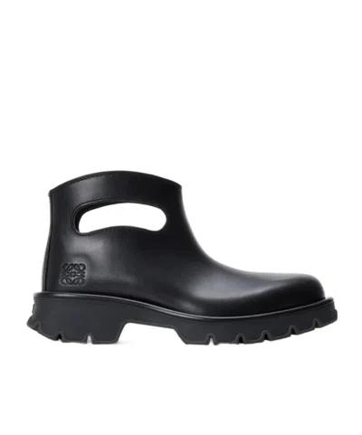 Loewe Bobby Leather Ankle Boots In Black