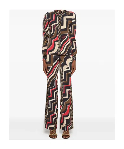 Pucci Istrice Printed Satin Trousers In Neutral