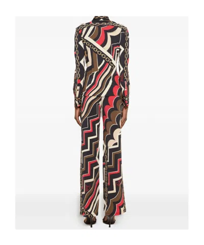Pucci Istrice Printed Satin Trousers In Neutral