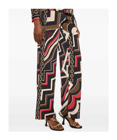 Pucci Istrice Printed Satin Trousers In Neutral