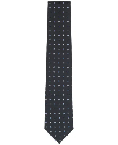 Club Room Men's Meyers Grid Pattern Tie, Macy's Exclusive In Black