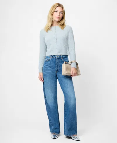 French Connection Fcuk Women's Tinsel Knit Slim Long Sleeves Cardigan Sweater In Gray